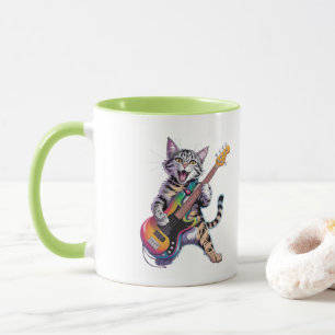 Rock-'n-roll gitaar spelende kat mok