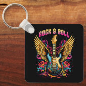 Rock n Roll gitaar vleugels Sleutelhanger (Voorkant)