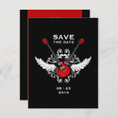 Rock-'n-roll gitaren opslaan van de datum save the date (Voorkant / Achterkant)