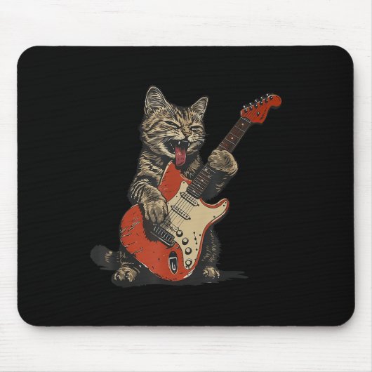 Rock-'n-roll-gitarist Cat Rock Muismat (Voorkant)