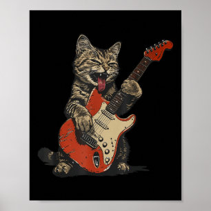 Rock-'n-roll-gitarist Cat  Rock Poster