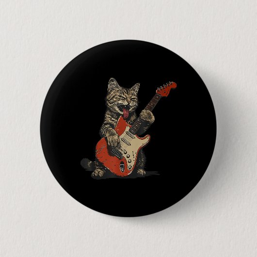 Rock-'n-roll-gitarist Cat  Rock Ronde Button 5,7 Cm (Voorkant)