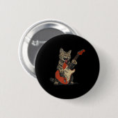 Rock-'n-roll-gitarist Cat  Rock Ronde Button 5,7 Cm (Voorkant /achterkant)