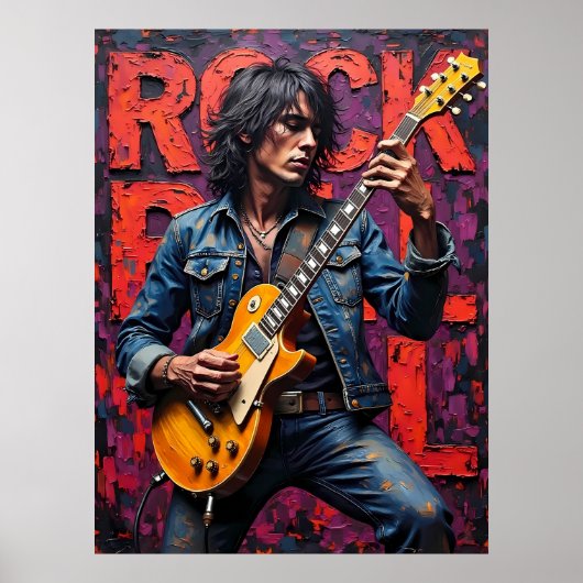 Rock-'n-roll gitarist poster (Voorkant)