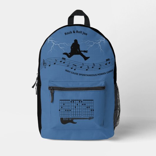 Rock-'n-roll-gitarist Rugzak blauw en zwart (Voorkant)