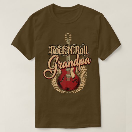 Rock n Roll Grandpa  Guitar Player1081 T-shirt (Design voorkant)
