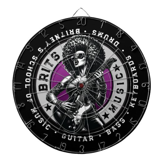 Rock 'n' Roll Graphic - Vrouw Music School Design Dartbord (Voorkant)