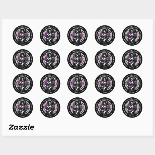 Rock 'n' Roll Graphic - Vrouw Music School Design Ronde Sticker (Vel)