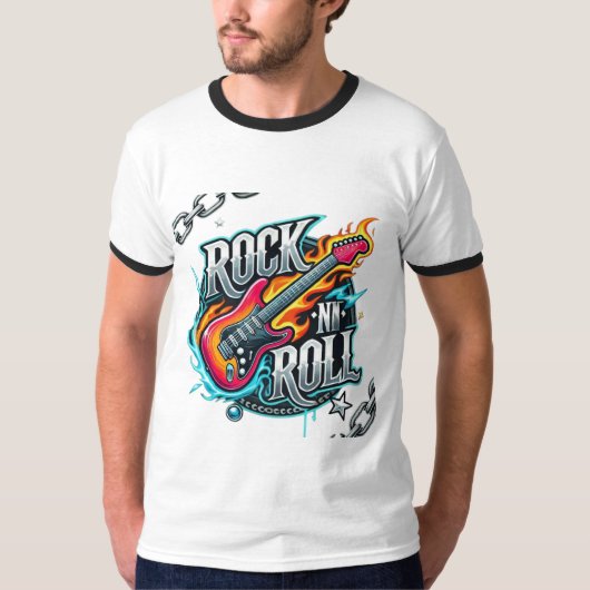 Rock N Roll Grunge Typografie T-shirt (Voorkant)
