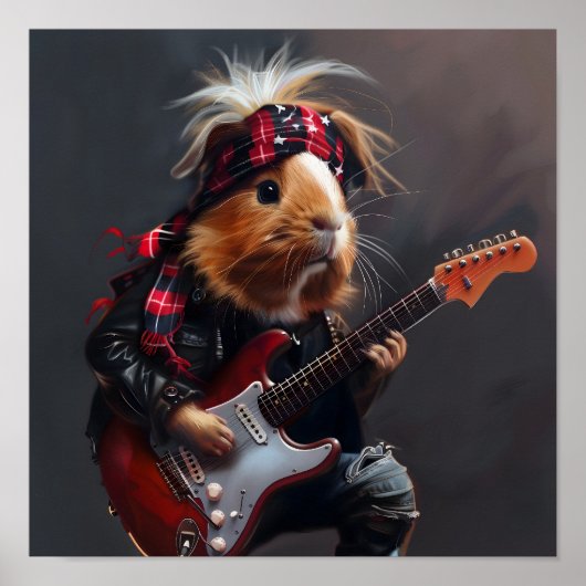 Rock n Roll Guinee Pig Poster (Voorkant)