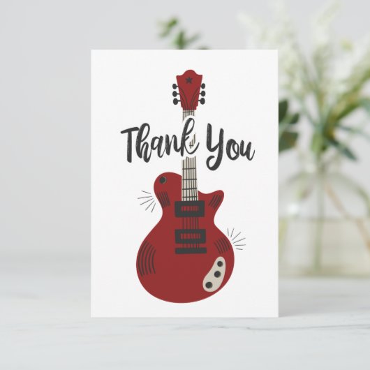 Rock N Roll Guitar Flat - Hartelijk dank Bedankkaart (Staand voorkant)