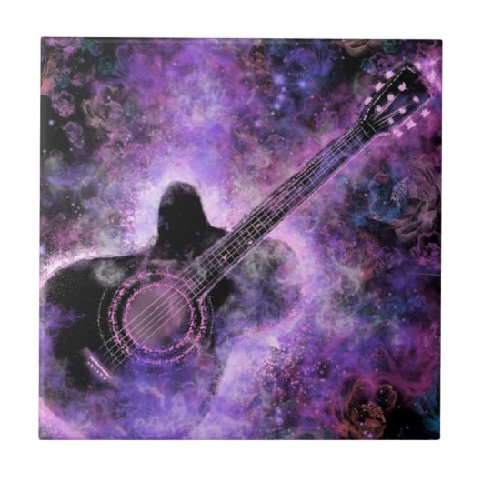 Rock N Roll Guitar Music Ceramic Tile Painting Tegeltje (Voorkant)