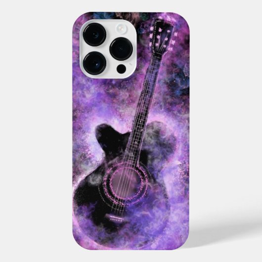 Rock n Roll Guitar Paars I Love Music iPhone Hoesje (Achterkant)