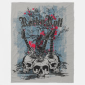 Rock N Roll Guitar Skulls Fleece Deken (Voorkant)
