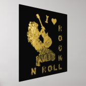 Rock N Roll Guitarist Black Gold Foil Prints (Laagn)