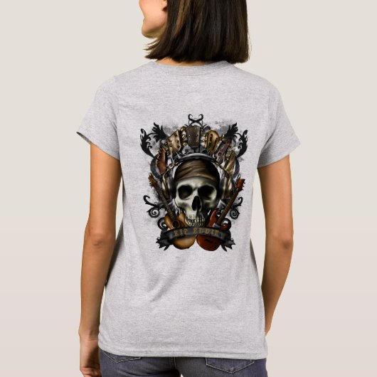 Rock N Roll Guitars Skull Heavy Metal T- T-shirt (Achterkant)