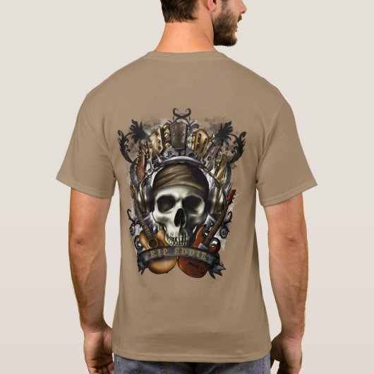 Rock N Roll Guitars Skull Heavy Metal T- T-shirt (Achterkant)