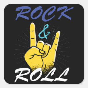 Rock N Roll Handteken Vierkante Sticker