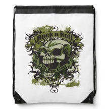 Rock n Roll is My Life Skull Drawstring tas