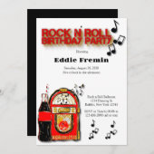 Rock n' Roll Jukebox Birthday Party Kaart (Voorkant / Achterkant)