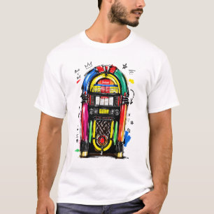 Rock N Roll Jukebox Kleurrijke Retro Kunst T-shirt
