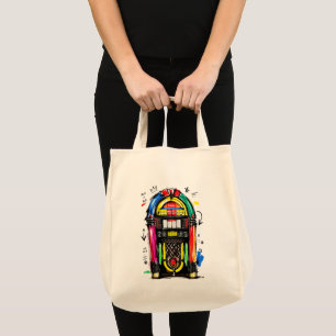 Rock N Roll Jukebox Kleurrijke Retro Kunst Tote Bag