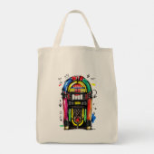 Rock N Roll Jukebox Kleurrijke Retro Kunst Tote Bag (Achterkant)