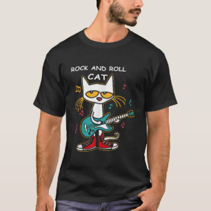 Rock-'n-roll kat spelen gitaar grappige gitaar kat t-shirt