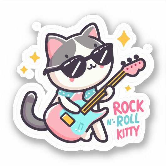 Rock 'n roll Katzen Sticker (Voorkant)