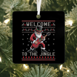 Rock n Roll Kerst Rocker Kerstman Horrend Kerstfee Metalen Ornament
