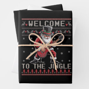 Rock n Roll Kerst Rocker Kerstman Lelijke Kerst  Inpakpapier Vel