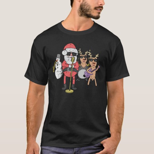 Rock N Roll Kerstband Funny Kerstmuziek T-shirt (Voorkant)