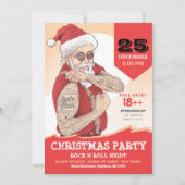 Rock N Roll Kerstman Kerstfeest Uitnodiging (Voorkant)