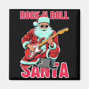 Rock N Roll Kerstman Speelt Gitaar Kerst  Magneet