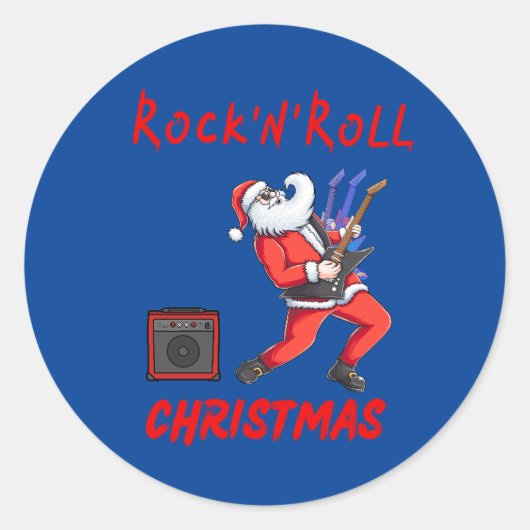 Rock-N-Roll Kerstmis Ronde Sticker (Voorkant)