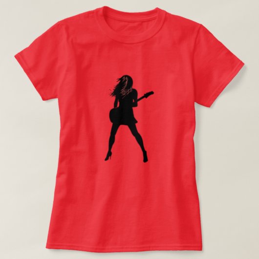 Rock N Roll Lady Silhouette T-Shirt (Design voorkant)