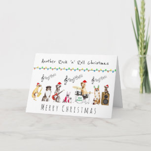 Rock n roll merry kerstman musical dog rock band kaart