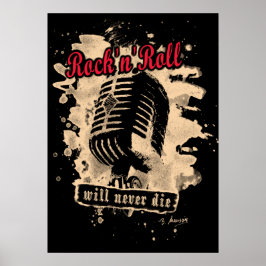 Rock-n-Roll-microfoon - rood Poster