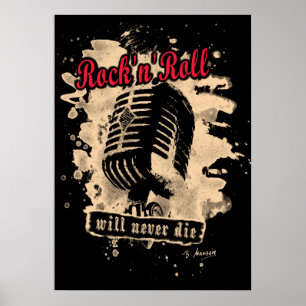 Rock-n-Roll-microfoon - rood Poster