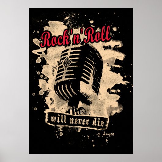 Rock-n-Roll-microfoon - rood Poster (Voorkant)