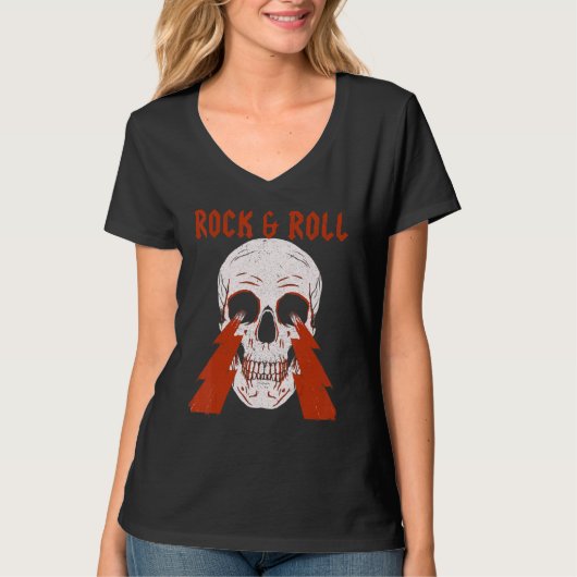 Rock n Roll Music Concert met Skull Light T-shirt (Voorkant)