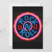 Rock n Roll Music Neon Sign Party Invitation Kaart (Voorkant)
