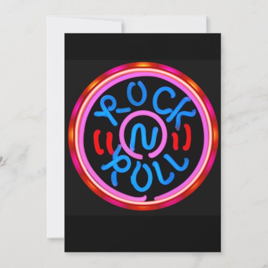 Rock n Roll Music Neon Sign Party Invitation Kaart (Voorkant)