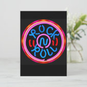 Rock n Roll Music Neon Sign Party Invitation Kaart (Staand voorkant)