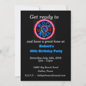 Rock n Roll Music Neon Sign Party Invitation Kaart (Achterkant)
