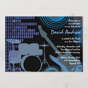 Rock n Roll Musical Bar Bat Mitzvah Invitation Kaart