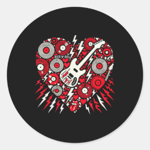 Rock N Roll Muziek Hart Valentijnsdag Rock Muziek  Ronde Sticker