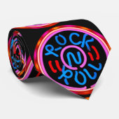Rock n Roll Muziek Neon Sign Look Necktie Stropdas (Opgerold)