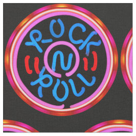 Rock n Roll Muziek Neon Sign Look Stoffenprint Stof