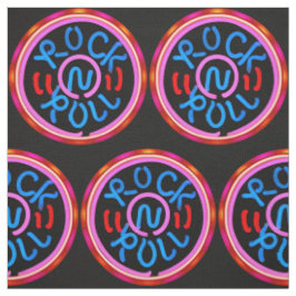 Rock n Roll Muziek Neon Sign Look Stoffenprint Stof